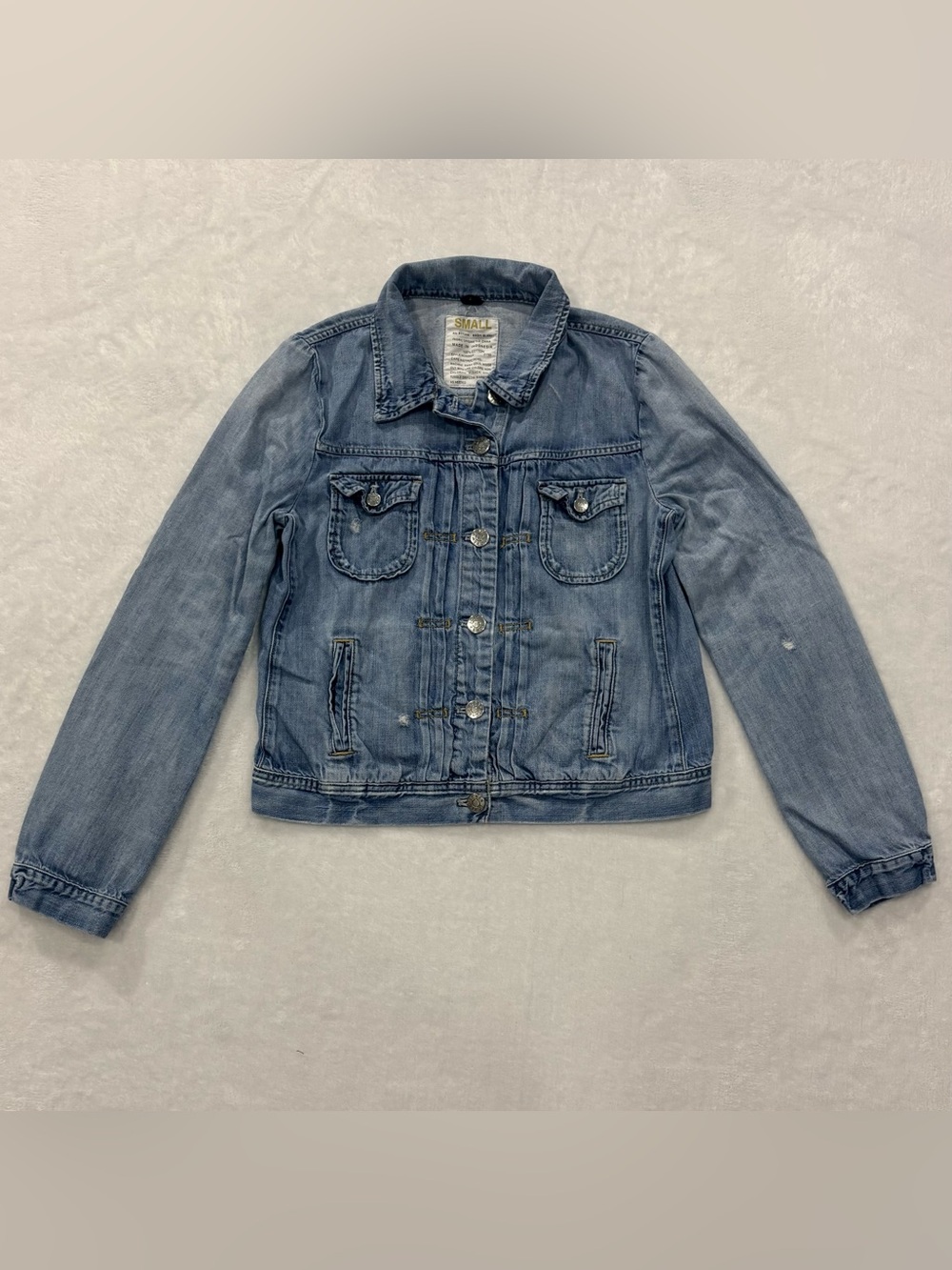 J Crew Button Up Distressed Denim Jacket Women’s Size S